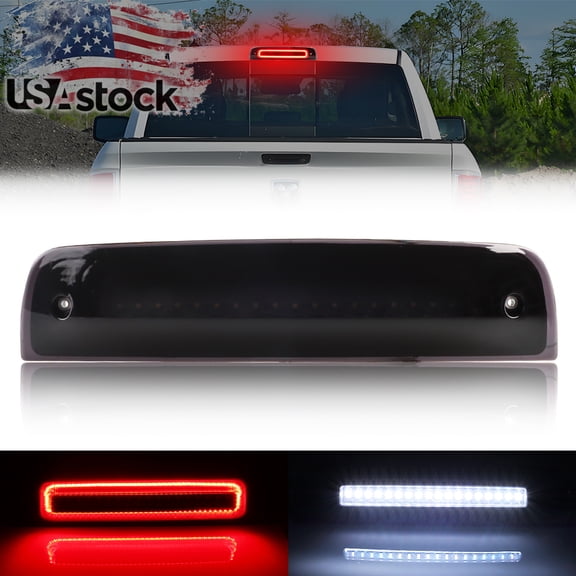 1PCS Smoked Lens Rear Light 3rd Third Brake Light Tail Light Reverse Light Backup Light Cargo Light With Red/White Full LED For 2009-2019 Dodge Ram 1500 2500 3500 4500 5500 Laramie 1500 Classic