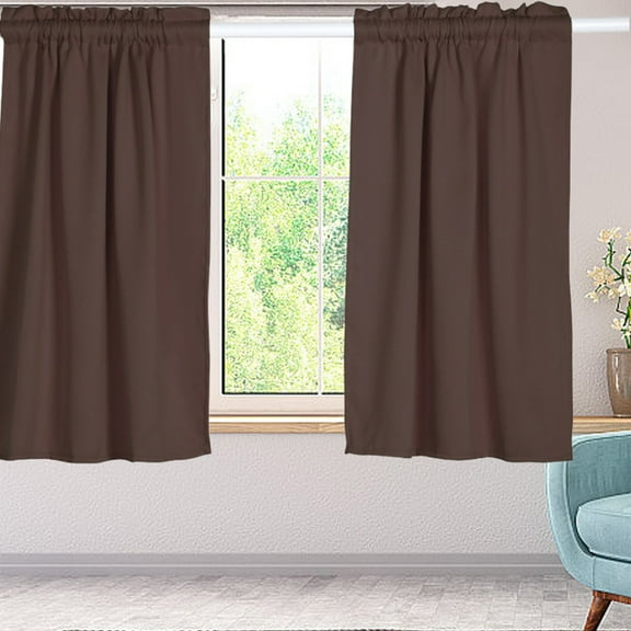 1PCS Solid Color BlackoutCurtains Thermal Small Curtains Short BlackoutCurtain Window Coverings Top Room Darkening Curtain Home Decor for Bedroom 4Sizes
