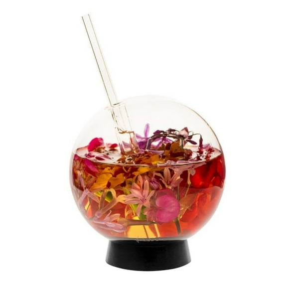 1PCS Spherical Crystal Ball Cocktail Glass with Straws,14Oz Cocktail Drinks Glass Cup with Sippy,Crystal Juice Glasses for Cold-Hot Drinks,Parties,Whiskey