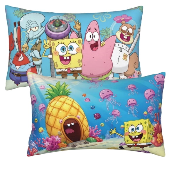 1PCS For SpongeBob Movie For SquarePants Theme Character Pillowcases,20x30 Inch Soft Breathable Fabric,Double-Sided Hidden Zipper Design For Lounge Decor And Comfort Use.