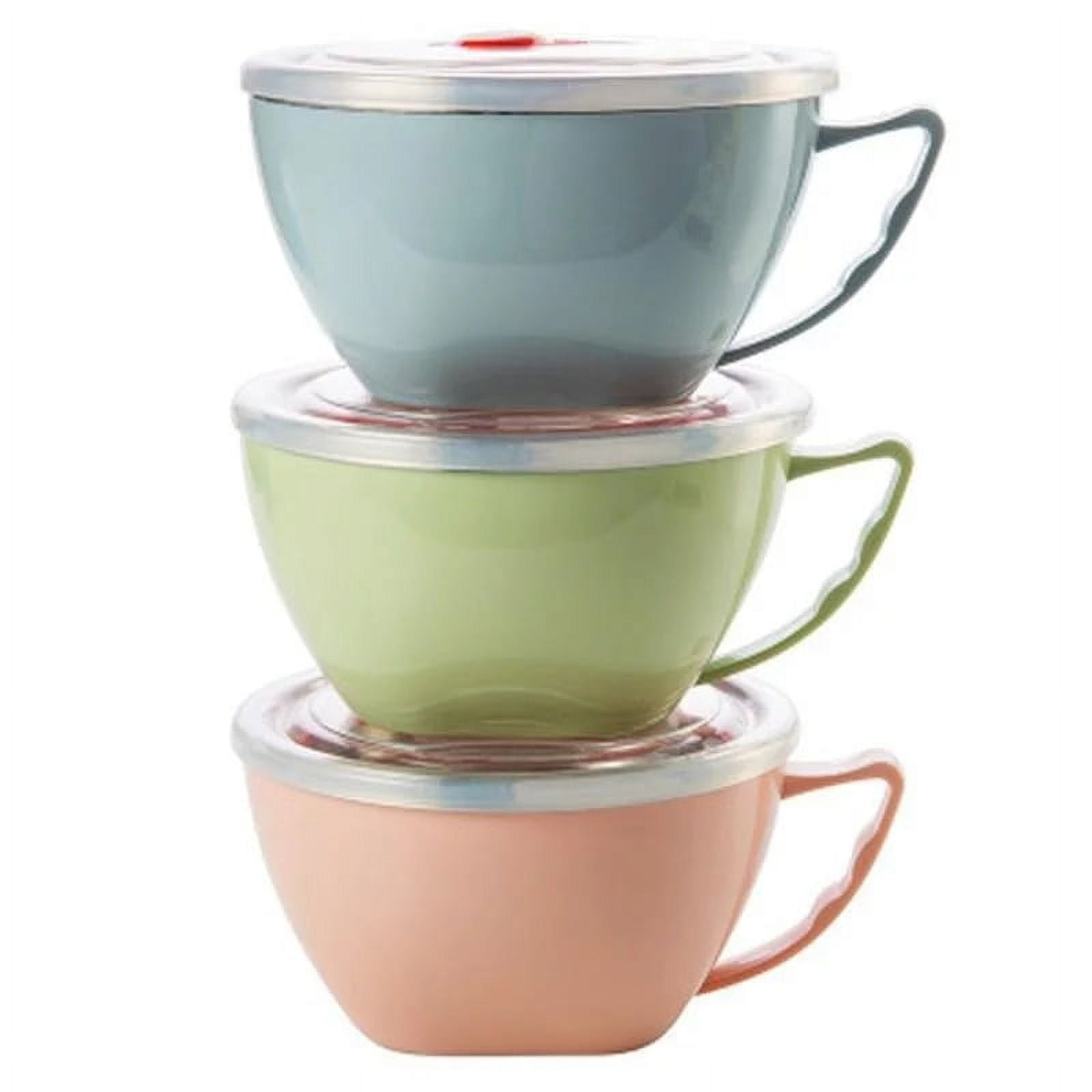 1PCS Stainless Steel Bowl with Handle Solid Color Anti Scalding Instant