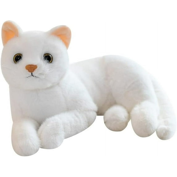 1PCS Stuffed Cat, Stuffed Cats Plush Cat Doll, 12 Inches Simulation Pure White Cat Plush Toy Sofa Ornament Home Decor for Kids Boys and Girls, Stuffed Animals Cat Doll for Kids Birthday(White)