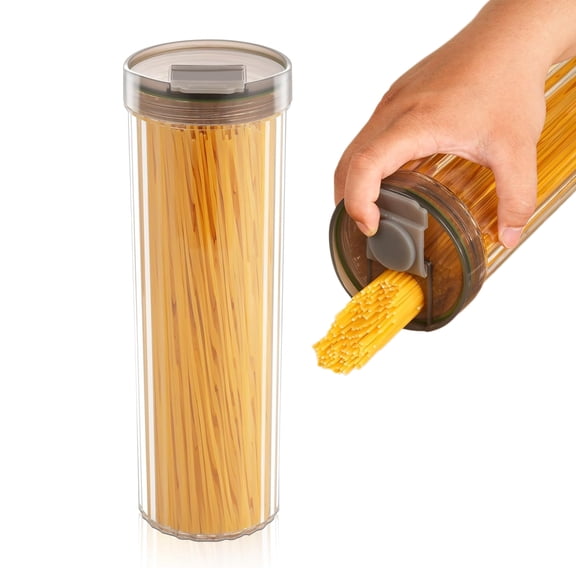 1PCS Tall Spaghetti Pasta Storage Container - 48oz Clear Pasta Holder Airtight Spaghetti Container Storage with Lid for Kitchen