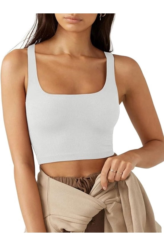 1PCS Threaded Short Vest - White - S