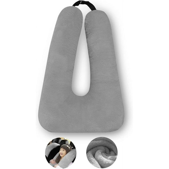 1PCS Travel Pillow, Removable U-Shaped Pillow for Adults and Children to Support Head and Body,Gray
