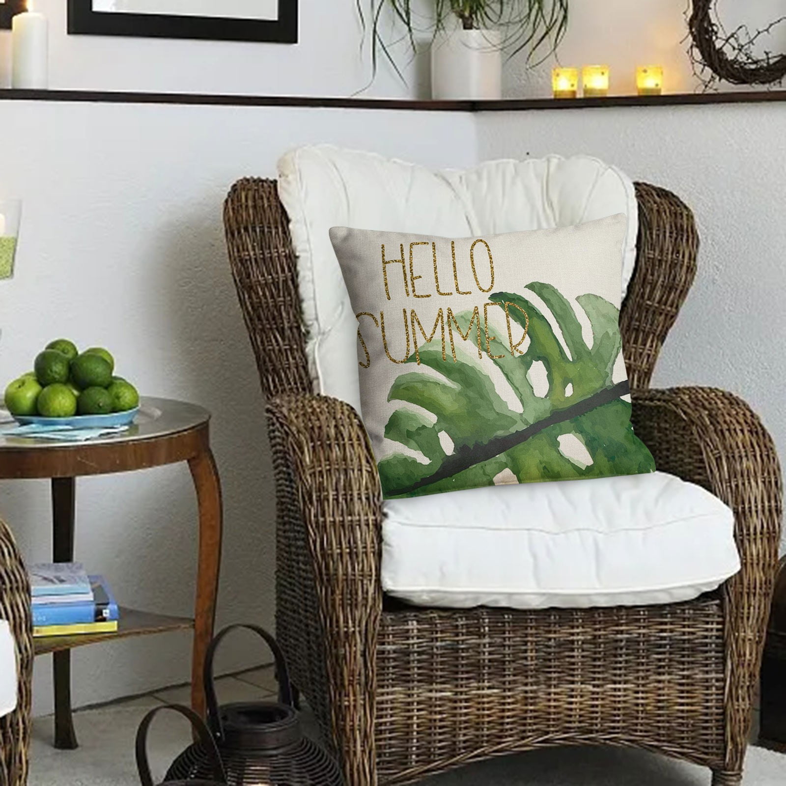 1PCS Tropical Leaf Pillowcase Farmhouse Pillow Covers 18x18 Hello