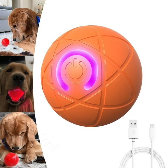 1PCS Vibrating Bouncing Dog Toy Ball with Self-Rolling Motion - Durable Chew-Resistant Interactive Puppy Toy for Small & Medium Dogs (Orange)