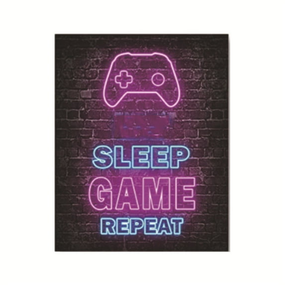 1PCS Video Game Boys Room Decor Boys Gaming Wall Art Neon Game Room Decor Gaming Poster Game Room Wall Decor Teenage Gamer Gifts Boys Bedroom Decor,12 X 8 Inch,Purple
