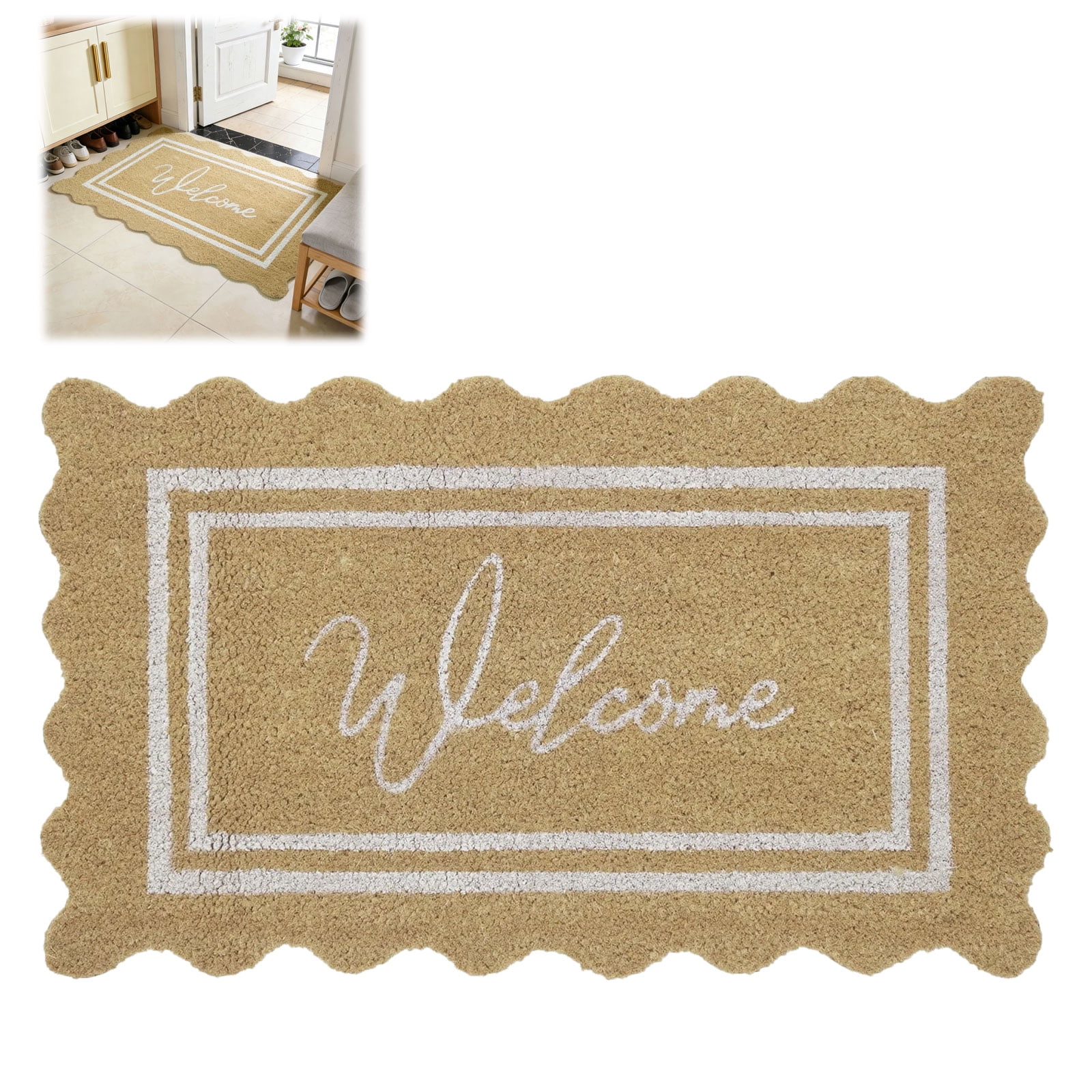 1PCS Vintage Spring Welcome Coir Doormat Retro Rug for Front Door, Indoor Outdoor Welcome Mat Spring Home Entryway Outside Yard Home Decoration