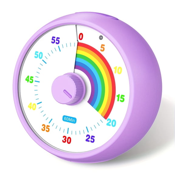 1PCS Visual Timer, 60 Minute Countdown In Classroom, Office, Kitchen, Desktop Timer Time ManaSynthetic Gemstoneent Tool, Silent Operation, Tomato Timer Rainbow Pattern Purple