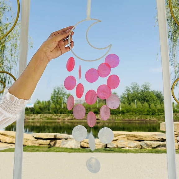1PCS Wind Chimes for Outside - Handcrafted Pink Shells Windchime Coastal Style Decor for Indoor/Outdoors, Garden Decor, Great for Women, Wind Chimes Lovers