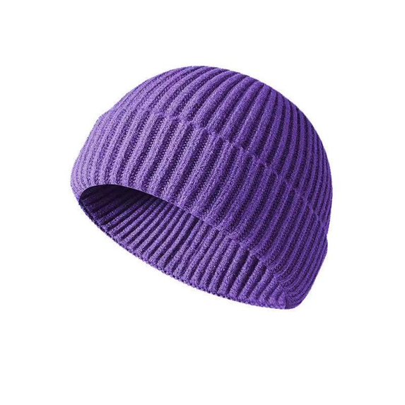 1PCS Winter Solid Color Short Men's And Women's Knitted Hat Hip Hop Hat