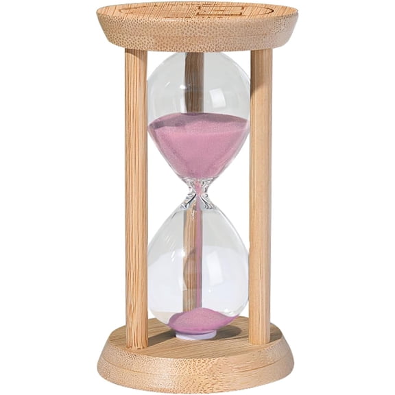 1PCS Wood Sand Timer,3 Minute Hourglass,Mini Bamboo Sandglass Timer 3 Min,Unbreakable Sand Clock for Toothbrush Timer,Game,Gift,Pink