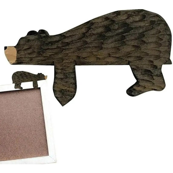1PCS Wooden Bear Door Frame,Door Corner Decoration Lazy Bear Wood Sculpture Wooden Animal Door Frame for Home Decoration(Brown)