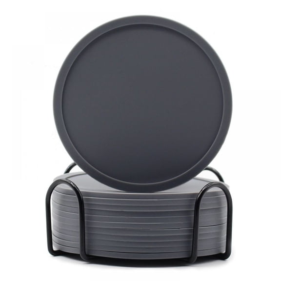 1PCS coasters, black, 12 pieces, boxed with low iron frame-Color gray