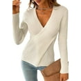 thumbnail image 1 of 1PCS slant-front long-sleeved pullover sweater--White, 1 of 5