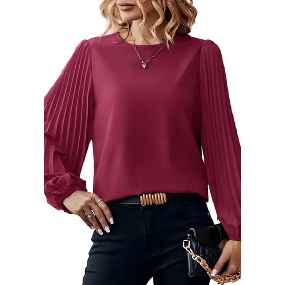 1PCS solid color cross-border shirt-burgundy-m