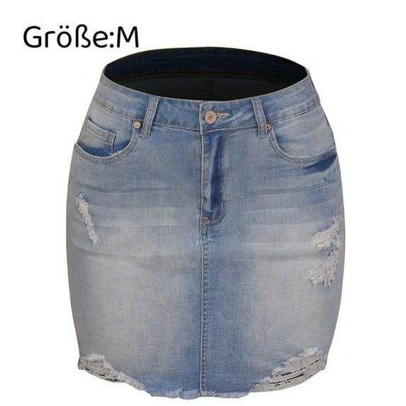 1PCS stretchy ripped denim skirt for women-light blue-S