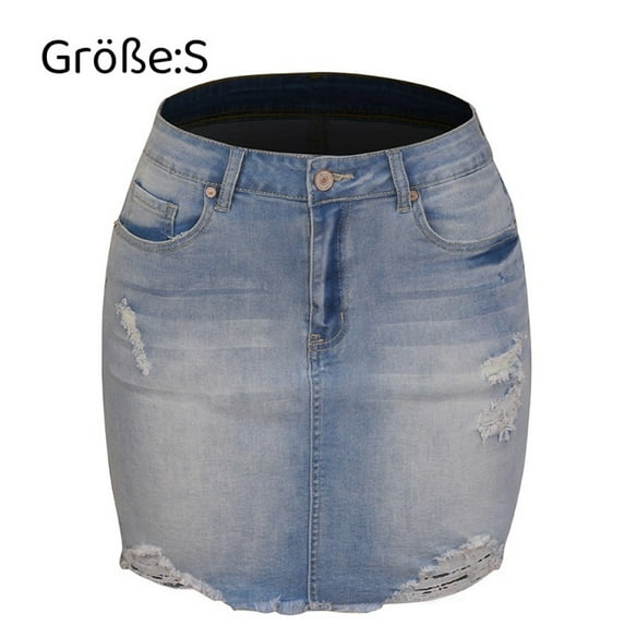 1PCS stretchy ripped denim skirt for women-light blue-S
