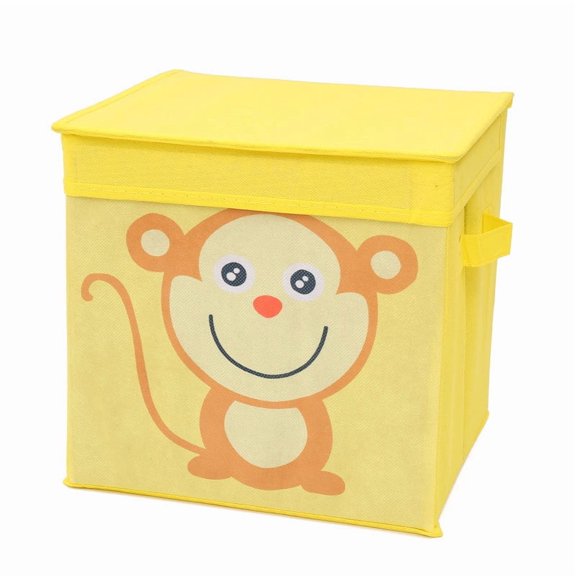 1PCS (yellow monkey, about 28x28x28cm) Storage Boxes, Toy Organizers, Foldable Cubes, for Living Room, Children's Room, Playroom, Animal Patterns