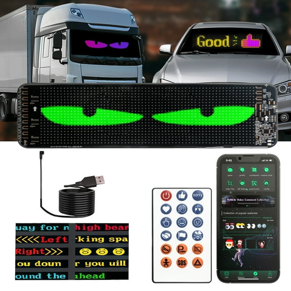 L04BABY 1PCs Devil Eyes Light for Cars/Truck 13.77"x3.94" USB-Powered Remote&APP Control Windshield Eyes
