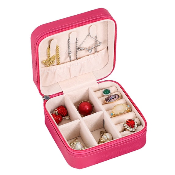 1PCs Simple and Convenient Jewelry Storage Box Home Earrings Necklace Ring Jewelry Storage Jewelry - Rose red