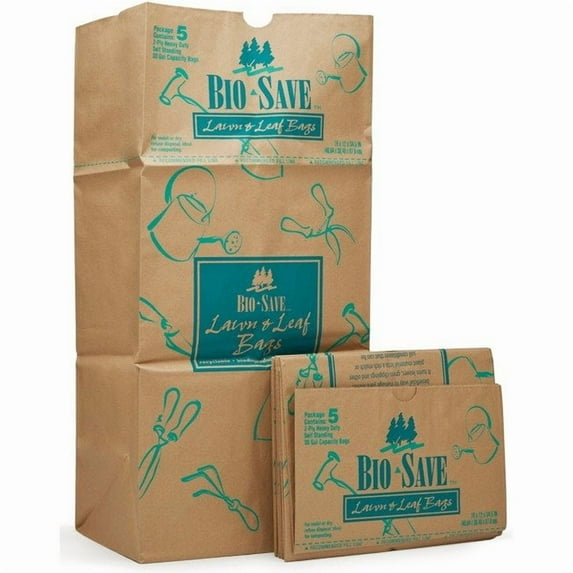 1PK AJMRBR30105BO AJM Bio-Save 30-gallon Lawn & Leaf Bags-30 gal-16" Width x 12" Length-Brown-Kraft-50/Carton-Waste Disposal