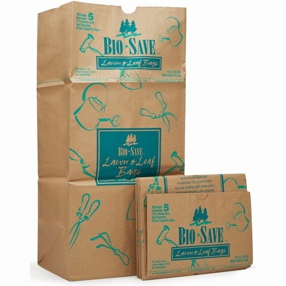 AJM Bio-Save 30-gallon Lawn & Leaf Bags 30 gal - 16" Width x 12" Length - Brown - Kraft - 50/Carton - Waste Disposal