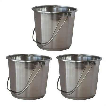 1PK AmeriHome SSB132SET Small Stainless Steel Bucket Set 3 Piece