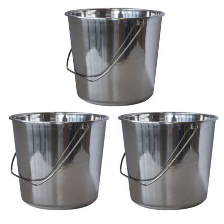 1PK AmeriHome SSB237SET Medium Stainless Steel Bucket Set 3 Piece