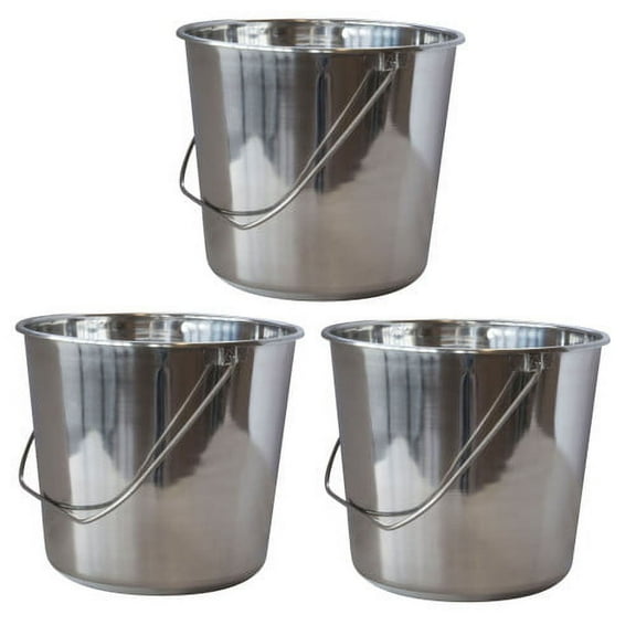 1PK AmeriHome SSB422SET Large Stainless Steel Bucket Set 3 Piece