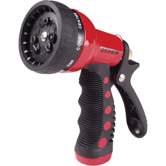 Dramm Heavy-Duty Metal Watering Nozzle 9-Pattern Dial - Rigid Nozzle - 1 Pack, Red