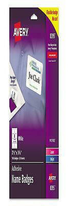 1PK Flexible Adhesive Name Badge Labels, 3.38 x 2.33, White, 160/Pack