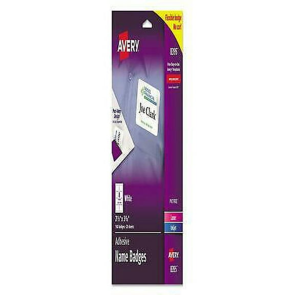 1PK Flexible Adhesive Name Badge Labels, 3.38 x 2.33, White, 160/Pack