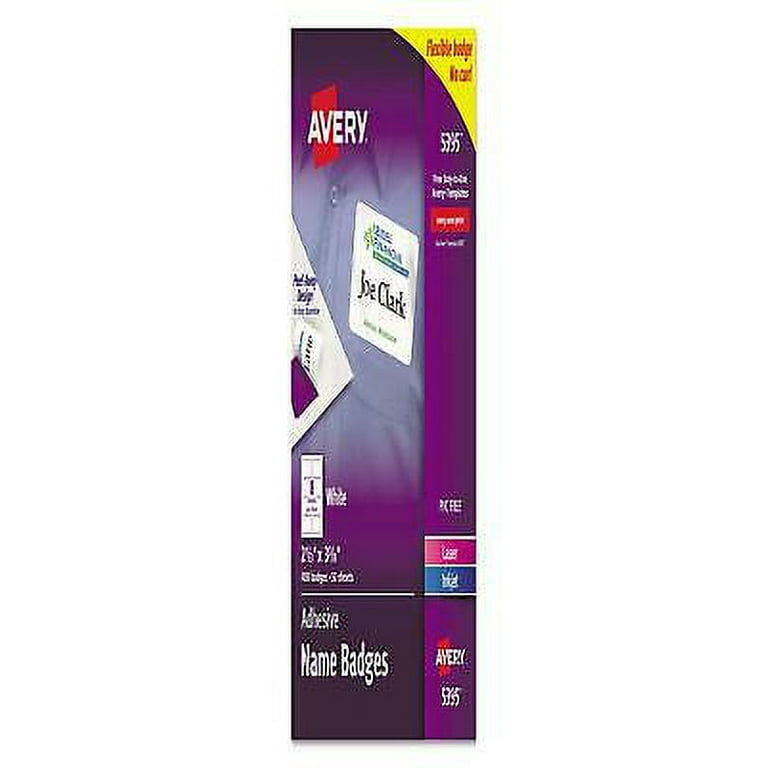 Flexible Adhesive Name Badge Labels, 3.38 x 2.33, White, 400/Box