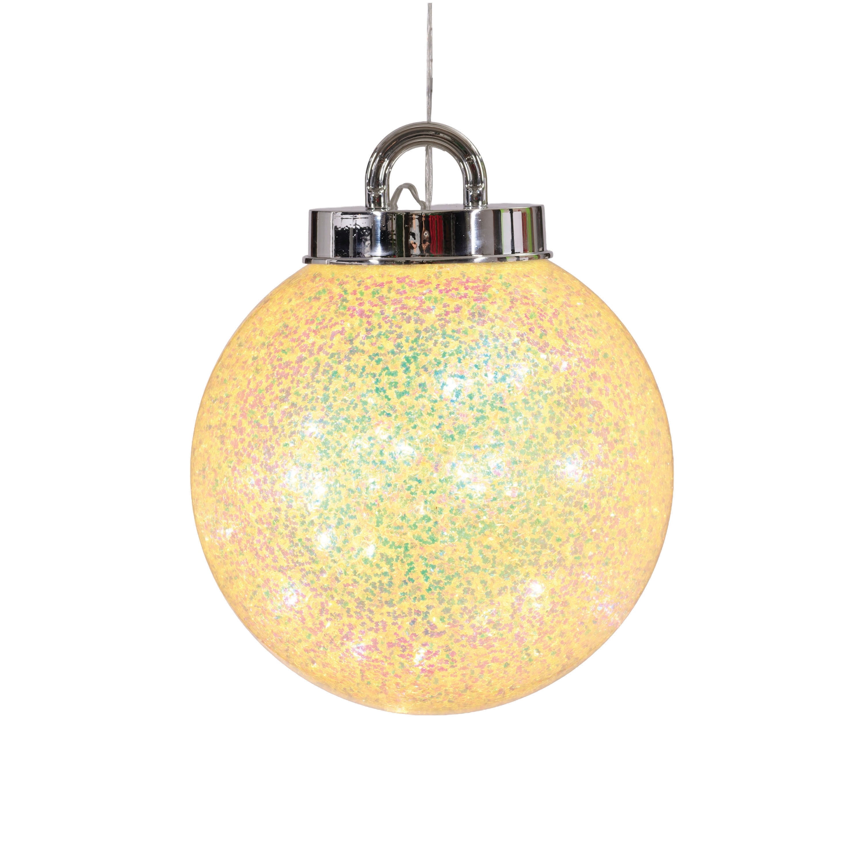 Indoor/Outdoor LED Giant 8-Function Christmas Ornament Decoration with 50 LED Lights, Glittering Warm White, 7.8", by Holiday Time