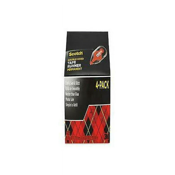 Scotch Tape Runner, 0.31" X 49 Ft, Dries Clear, 4/Pack | Order of 1 Pack