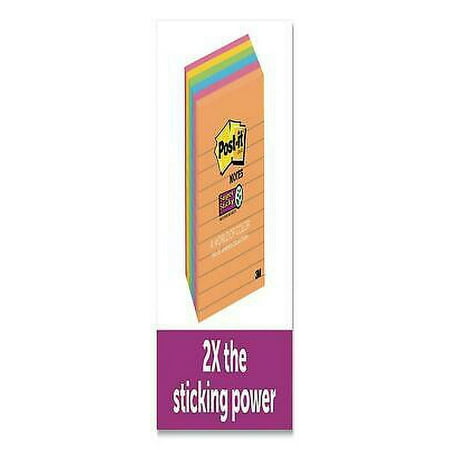 1PK MMM6756SSUC Pads in Energy Boost Colors, Lined, 4 x 4, 90 Notes/Pad, 6 Pads/Pack