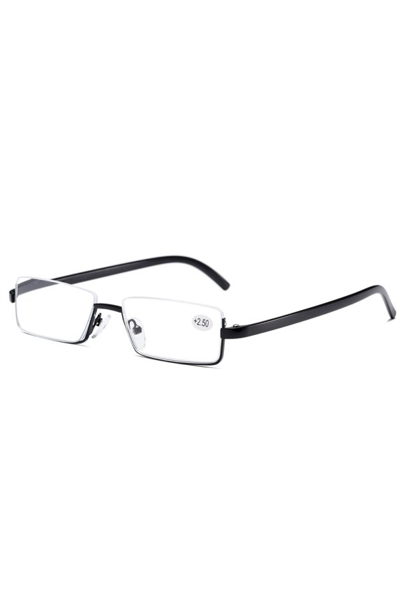 1PK Men Half Metal Frame Reading Glasses Blue Light Readers for Small Head Face