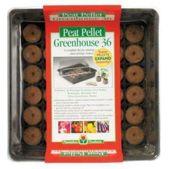 1PK Peat Pellets P036 Peat Pellet Greenhouse Tray With Dome, 36 Count