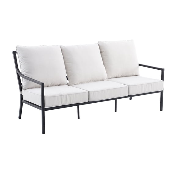 My Texas House Cambria X-Back Outdoor Steel Sofa with Cushions, Black