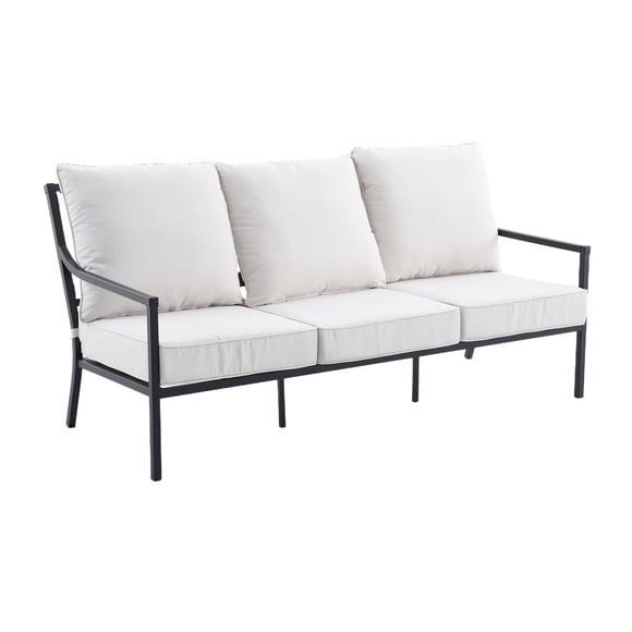 My Texas House Cambria X-Back Outdoor Steel Sofa with Cushions, Black