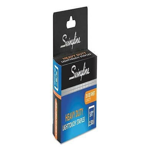 1PK SWI90009 Light Touch Heavy-Duty Staples, 0.63" Leg, 0.5" Crown, Steel, 2,500/Box