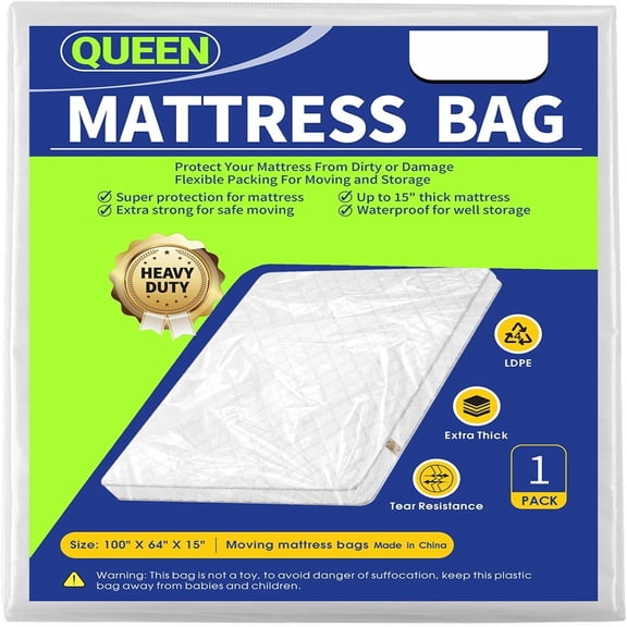 1PK Size Mattress Bag for Moving, Plastic Mattress Protector Cover, Heavy-Duty Mattress Moving Cover Bags ( Plastic, )