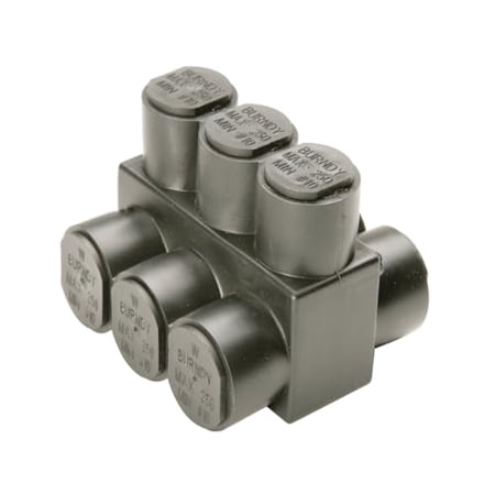 1PL2/03 Black Unitap UV Rated, 3 Ports, #14-2/0 AWG/kcmil Wire Range, 2.19" Length, 1.31" Width, 1.38" Height$$Electrical