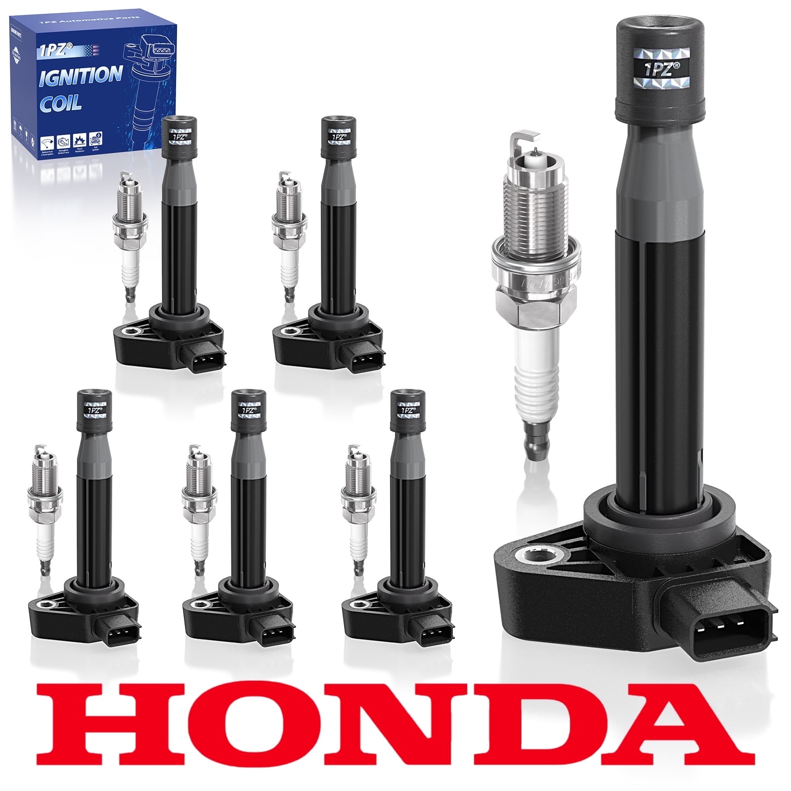 1PZ LF2-MF3 6X OEM Ignition Coil & 6 Iridium Spark plug For Honda Odyssey Accord Acura UF242
