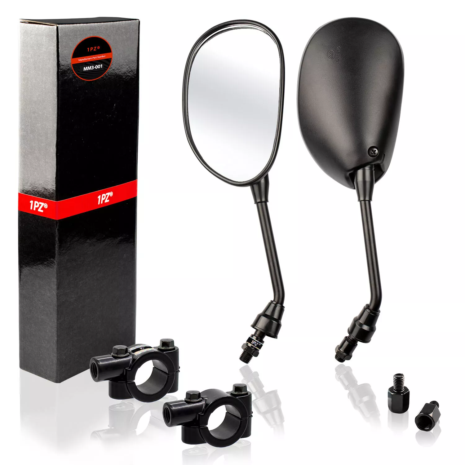 1PZ XH0-201 7/8" Motorcycle Rearview Side Mirrors For Handle Bar Honda Kawasaki Suzuki ATVs