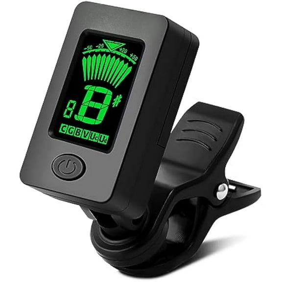 1Pack/ 2Pack Guitar Tuner Clip on Digital Electronic Tuner for Guitar, Bass, Ukulele, Violin, Mandolin, Acoustics Calibration Tuner, Black
