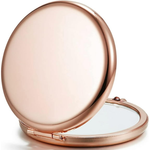 1Pack/ 2Pack Luxury Metal Shell Compact Cosmetic Mirror for Purse, Round Double-Sided 1X/2X Magnifying Pocket Makeup Mirrors