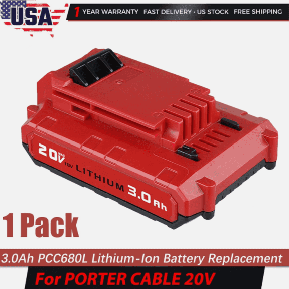 1Pack 3.0Ah 20V MAX Li-ion Battery Replace for Porter Cable 20 Volt Power Tools PCC685L PCC680L PCC682L